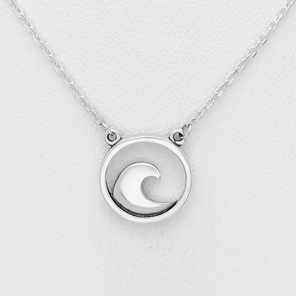 Single Silver wave necklace